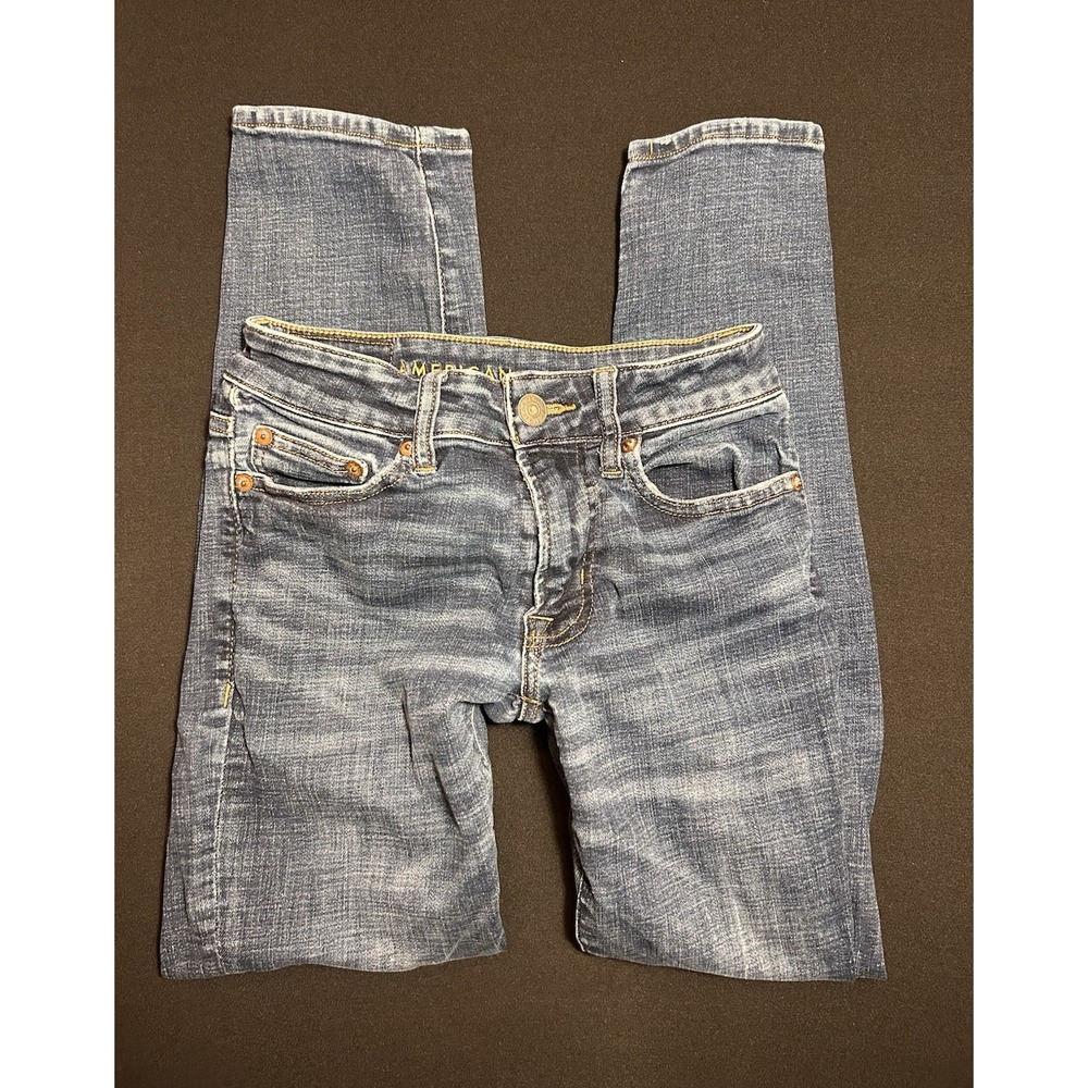 American Eagle Men Slim Straight Jeans Medium Wash Blue 26x28 Next Level Flex